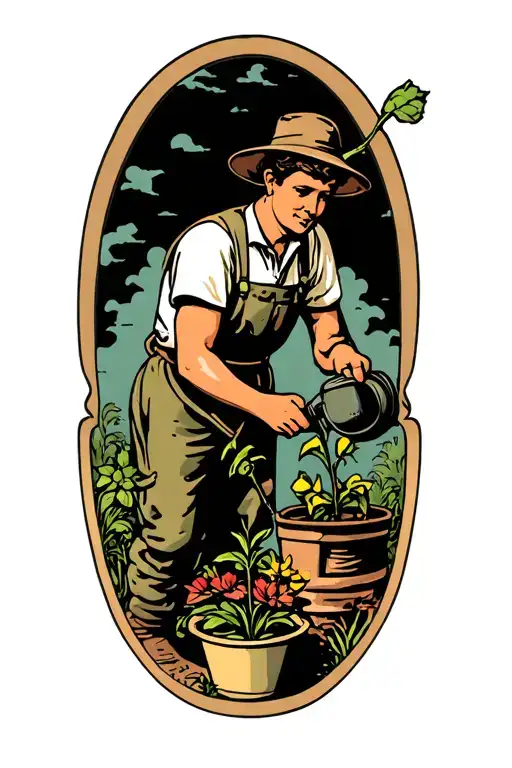 Gardener Watering A Plant