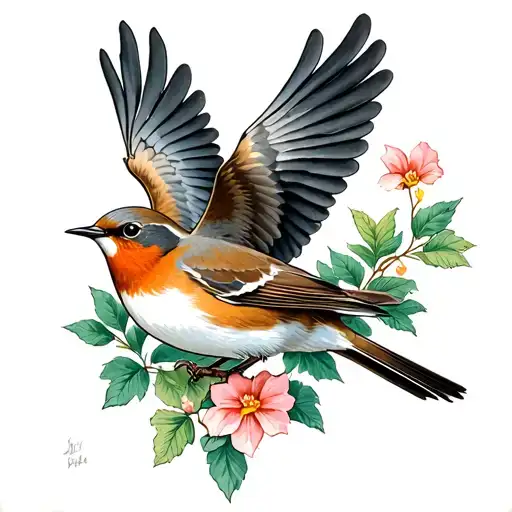 Robin Bird Flying Gardena
