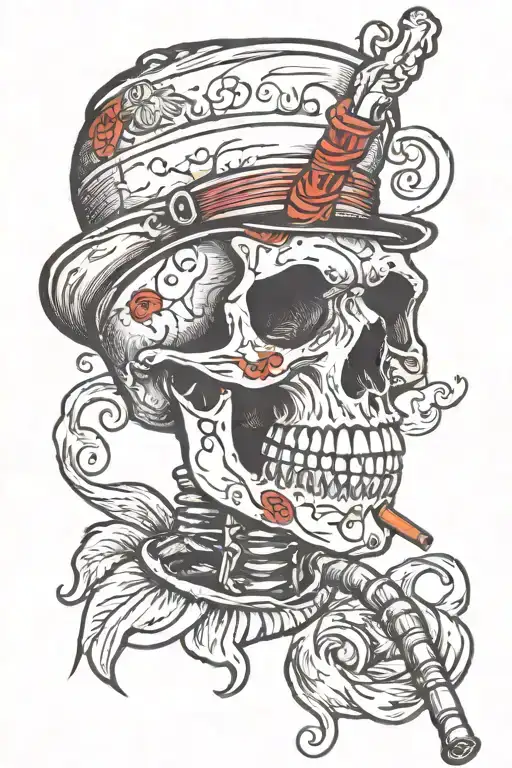 Skull Smoking A Blunt