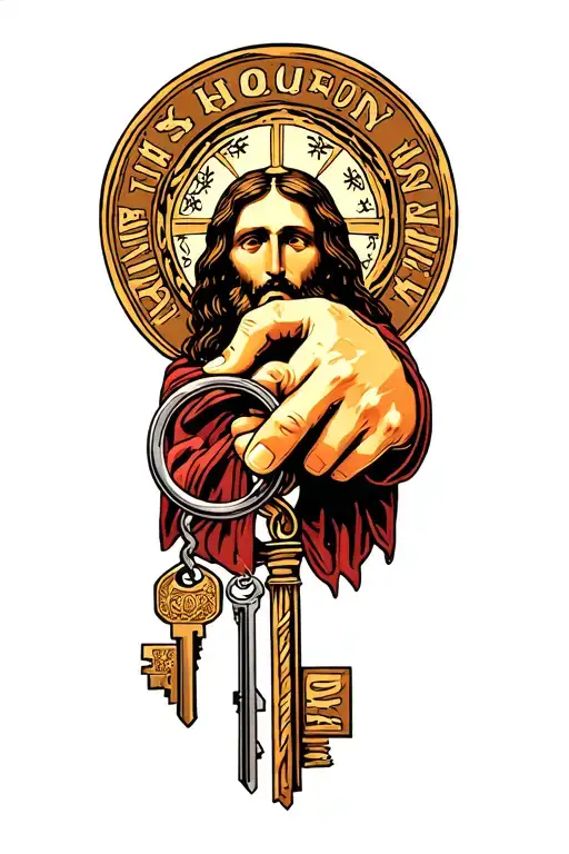 Jesus Hand Holding Keys Ring