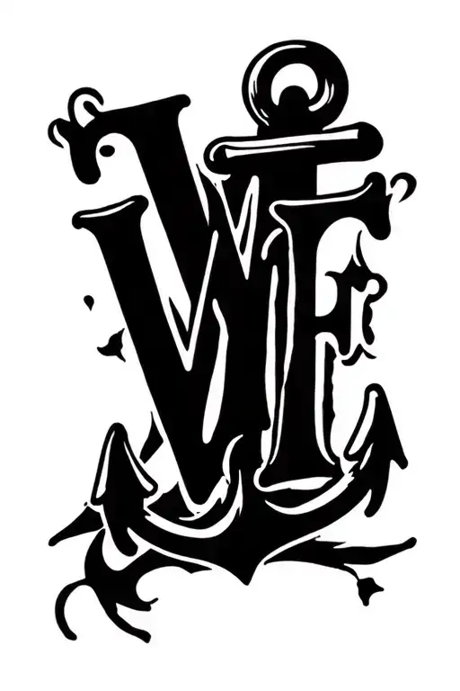 Anchor Minimal Simple Tattoo Letters Wf And Pf