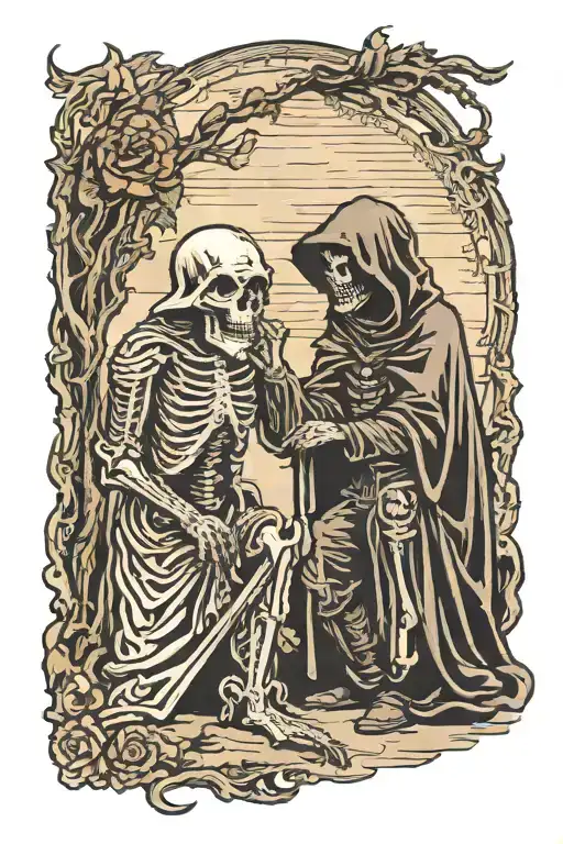 Grim Reaper Looking Over Soldier Praying