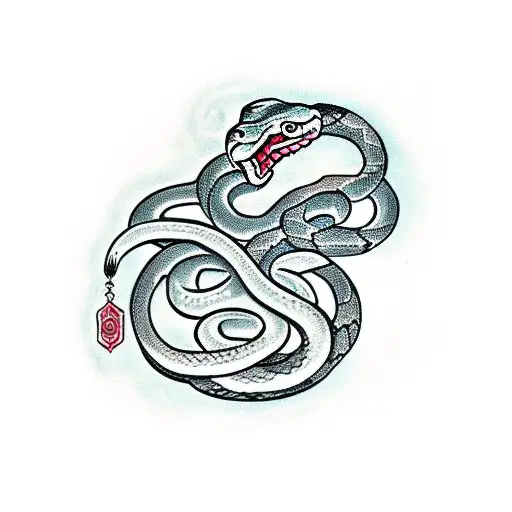 Snake With Caduceus Staff