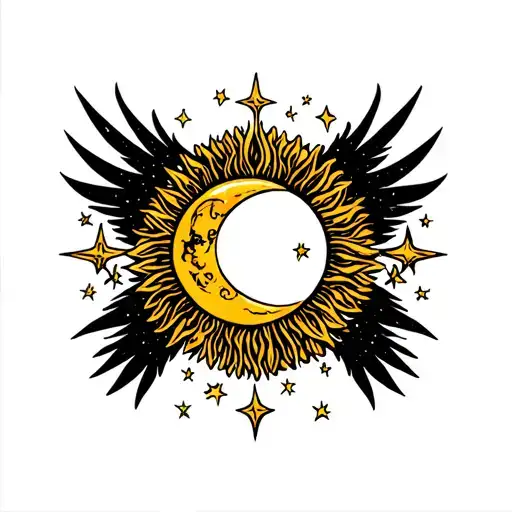 Sun Moon And Stars All Aligned Vertically The Wings