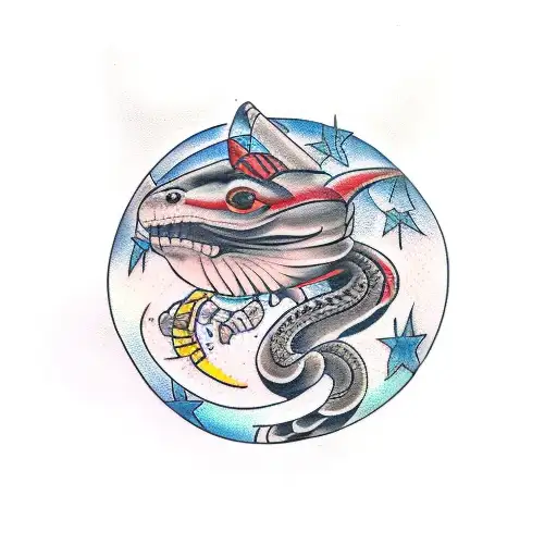 A Snaked Going Around The Moon