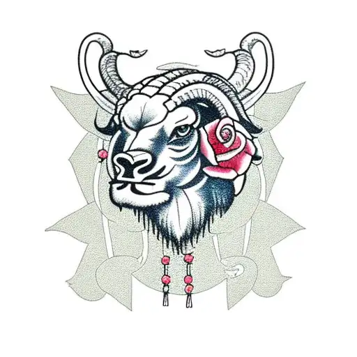 Ram With Rose And Rosary