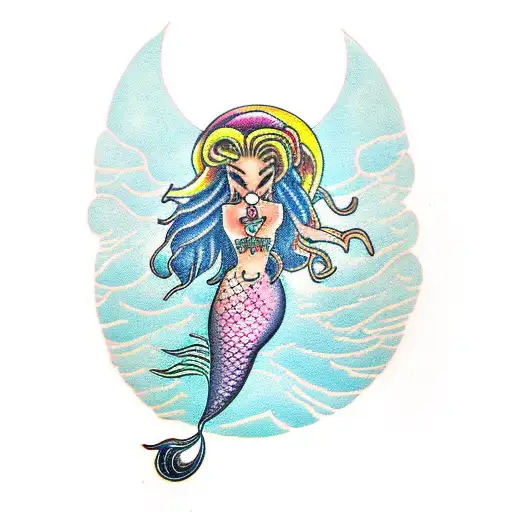 Dreadlock Mermaid Under Moon