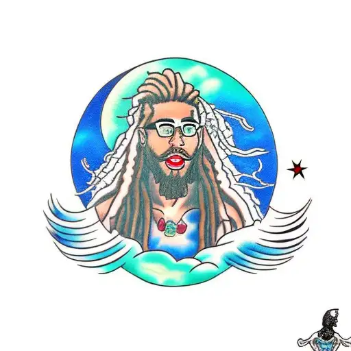 Dreadlock Merman Under Moon