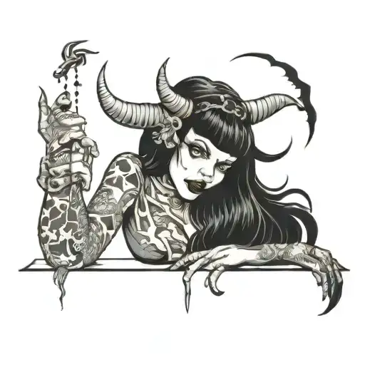 Demon Goth Girl Scratching