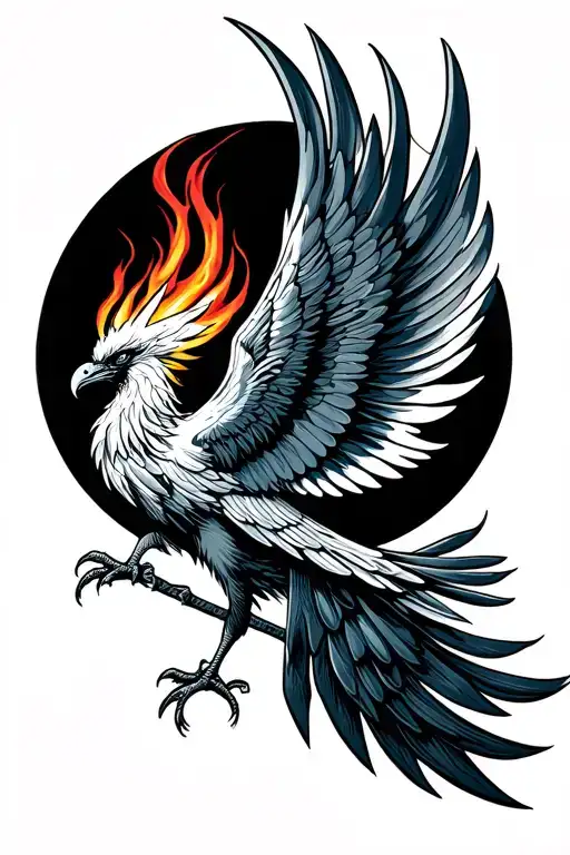 Fiery Phoenix With Outstretched Wings