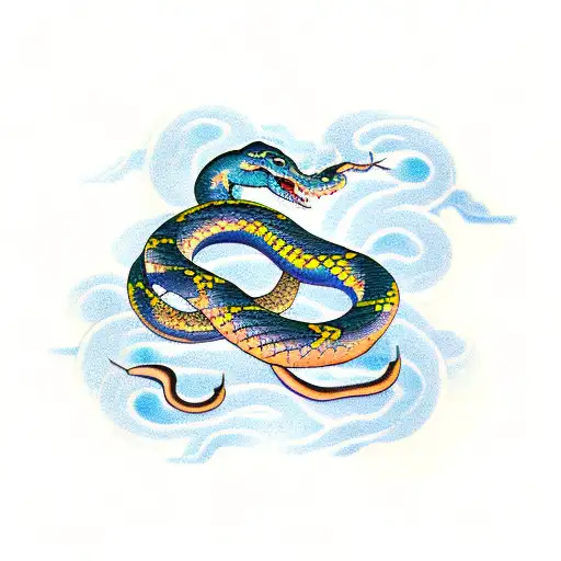 Snake Intertwined With Japanese Kanji Characters