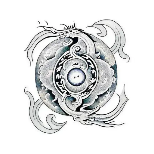 Yin And Yang With A Dragon