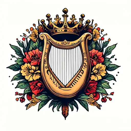 Crown With Harp Surrounded