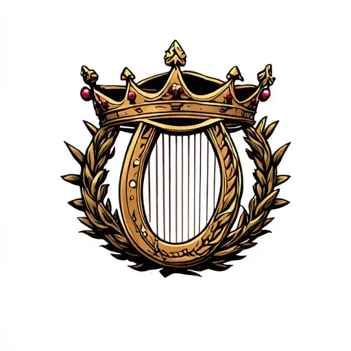 Crown With Harp Surrounded
