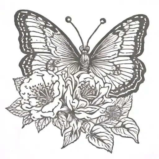 July Birth Flower And Butterfly