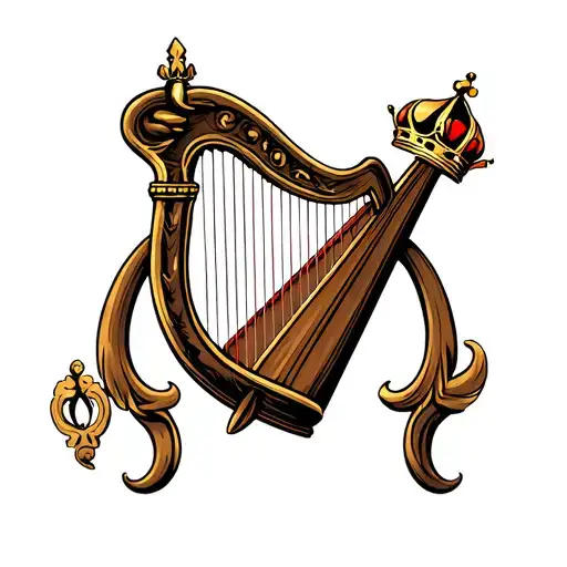 Harp With Crown Hanging H And R