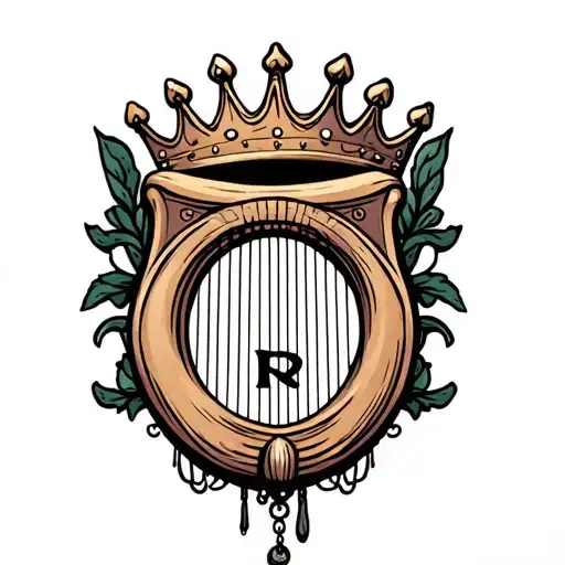 Harp With Crown Hanging H And R