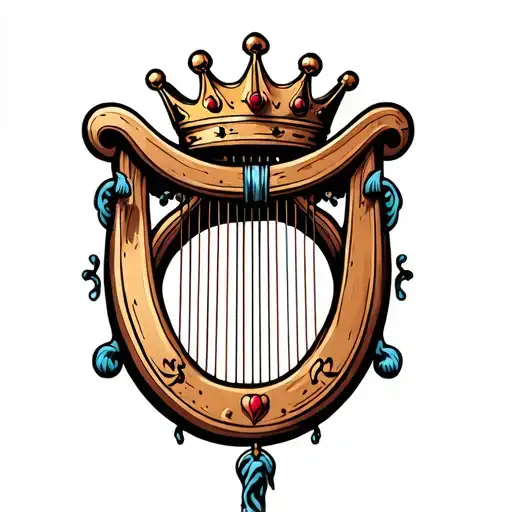Harp With Crown Hanging H And R In Background