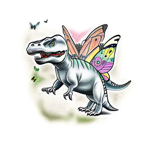 Dinosaur With Butterfly