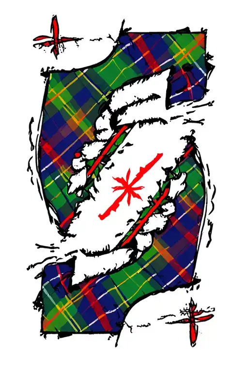 Tartan Cloth Baby Blue Green And Thin Red Lines Tattered