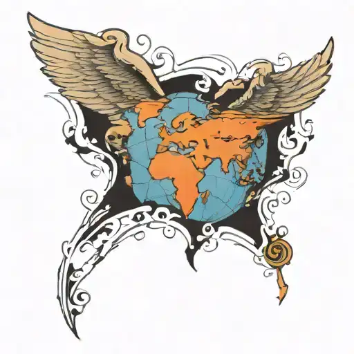 A World Map With Angel Wings