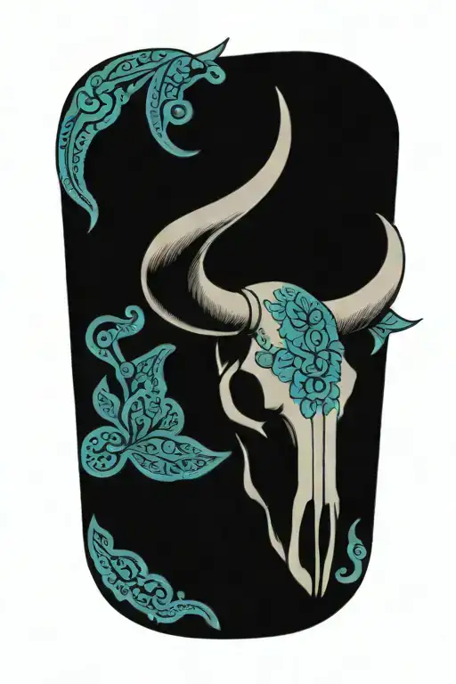 Bull Skull With Paisley Design