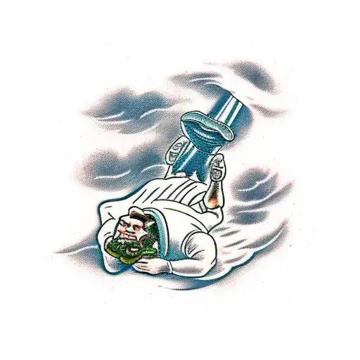 A Man Lying On A Cloud