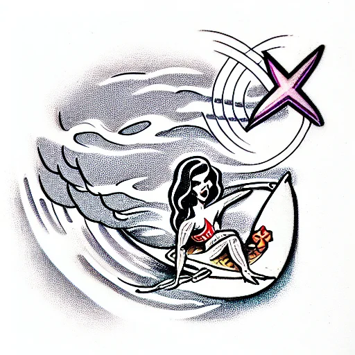 Hula Girl Surfing On A Turtle