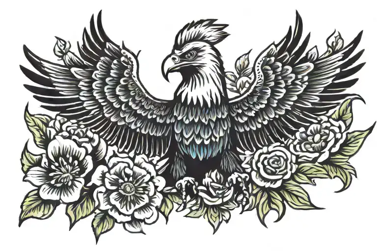 Eagle Flowers Back Piece