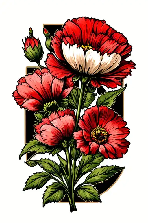 April Birth Flower Red Single