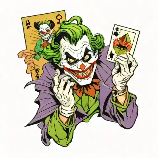 The Joker From Batman From The 1992 Cartoon Rejoicing And Holding A Joker Card In His Hand