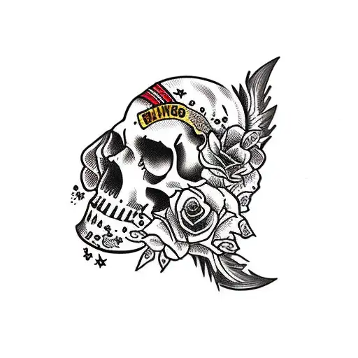 Add Round Black Boarder Frame With American Traditonal Style Flowers