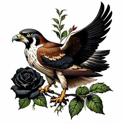 Falcon And Black Rose Surrounded