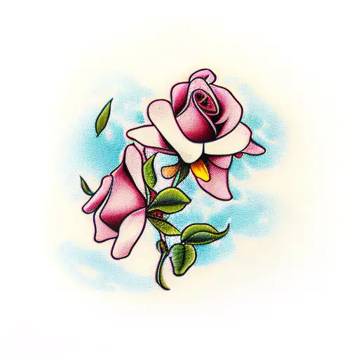 Red Rose With Yellow Cowslips For Placement On A Woman's Foot