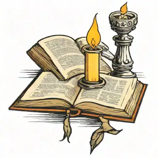 Open Bible Laying Flat With A Candle Burning