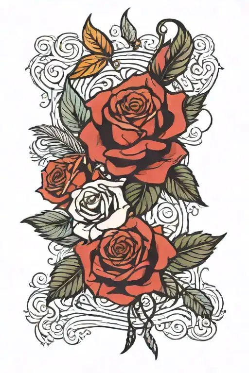 Rose And Feather Intertwined