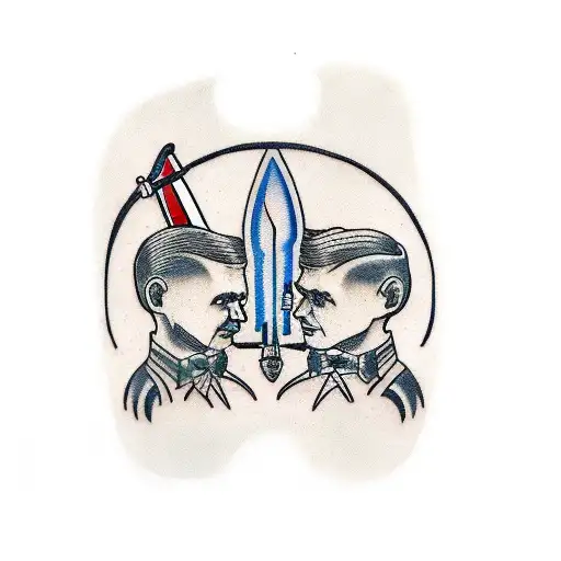 Vater And Son As Armyknife Holds Hands