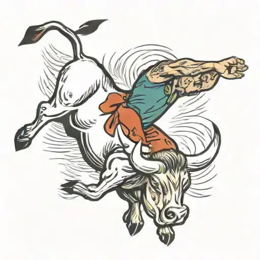 A Man Doing A Backflip Over A Bull