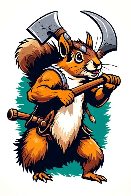 Viking Squirrel Jump Attack With Axe