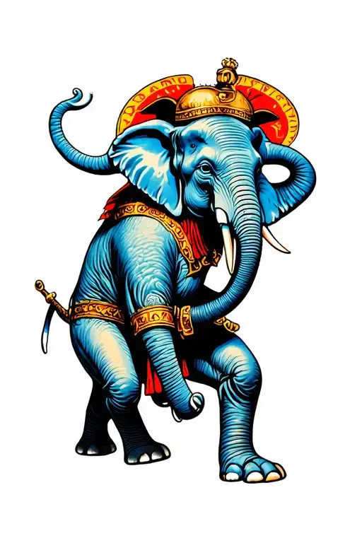 War Elephant Stomping Diabetes Circle Blue