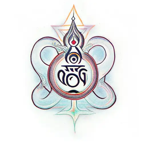 Shiva's Trishul With Symbol Of 'Om' Transited In It