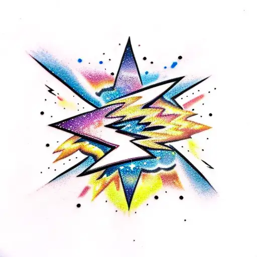 Lightning Bolt Outline With Galaxy Inside