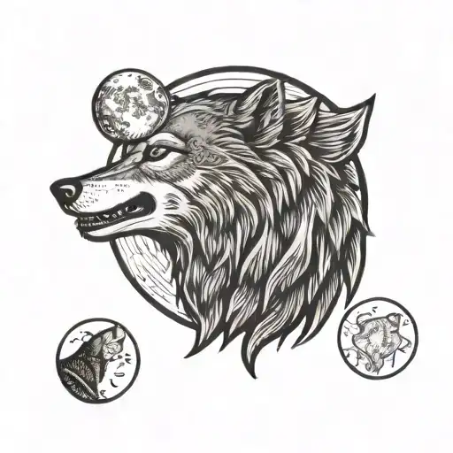 Wolf Howling At Moon Phases