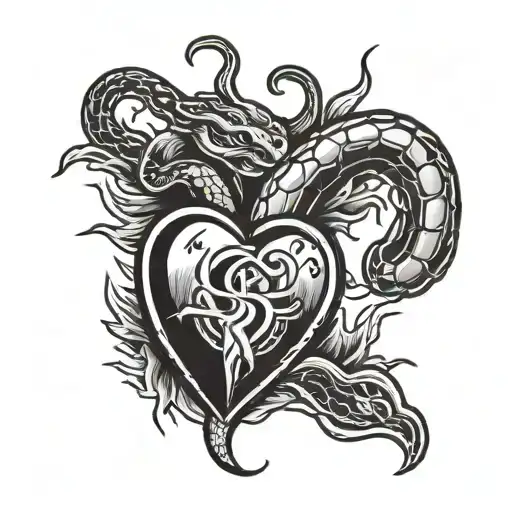 Love Heart Made Out Of Lightning With Snake Going Through It
