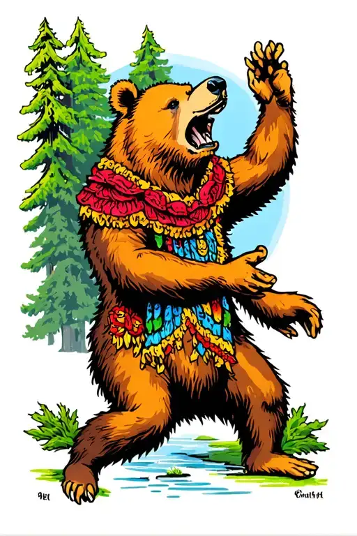Dancing Bear In Forest Grateful Dead