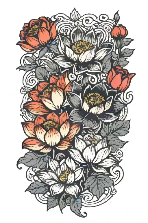 Lotus Flowers And Poppies