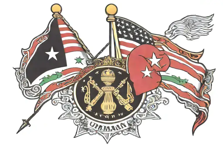 Jordanian Flag With Chicago Flag Waving