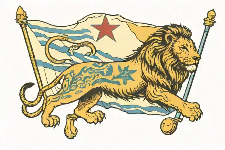 Lion And Israeli Flag