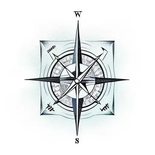Compass With Names And World