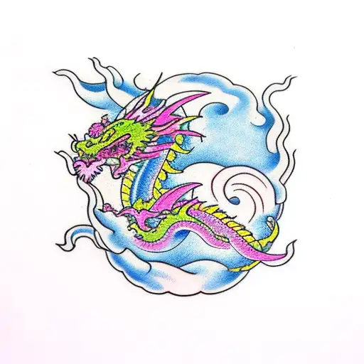 Dragon With Sakura Flowers